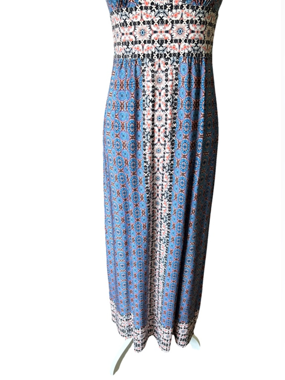 Wisp Ella Jersey Maxi Dress Stitch Fix Boho Print Blue Pink Size 6P - Picture 4 of 8